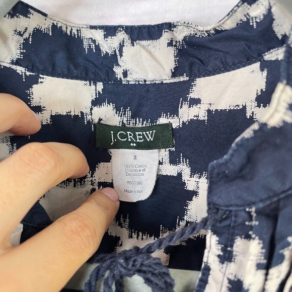J. Crew Factory Women's Blue White Geometric Print Long Sleeve Shirt Size 2 - Picture 4 of 8